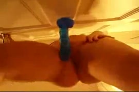 Masturbation and squirt with dildo and cumshot in the bathroom.